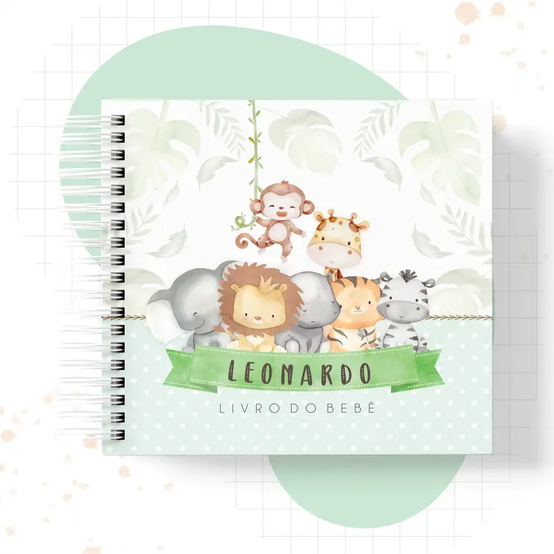 Livro do Bebê 20x22_Tema Safari (Menino)