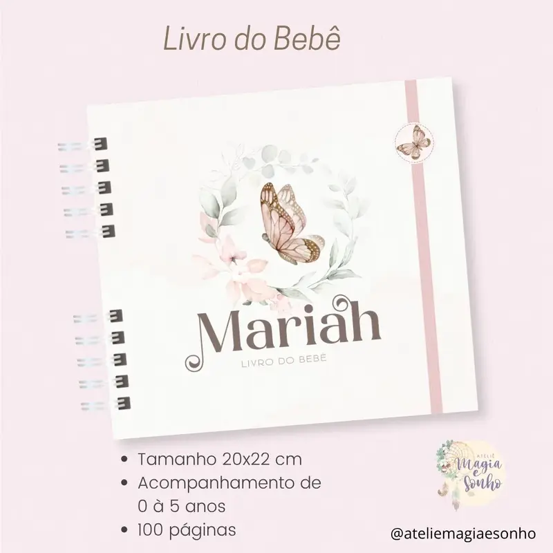 Livro do Bebê - Tema Borboletas (Menina)